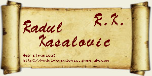 Radul Kasalović vizit kartica